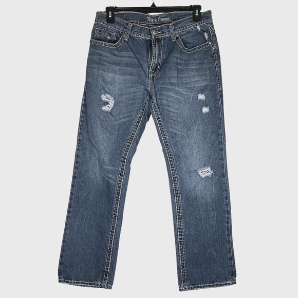 Axe & Crown - Men's Size 32 X 30 - Distressed Slim Fit Blue Jeans - Picture 1 of 9